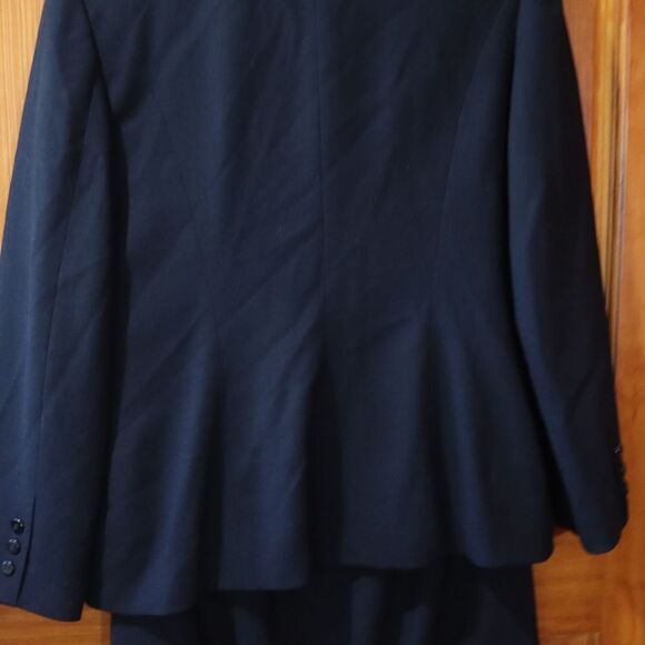 San Louis Black Wool Skirt Suit Blazer Jacket Set 14 Career Formal Funeral Suit - Picture 4 of 13